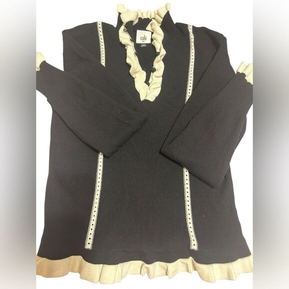 CABI Adorn Pullover Black Sweater with White Accents - Picture 15 of 15